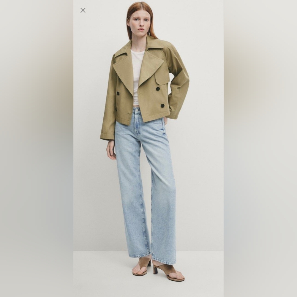 Massimo Dutti Cotton Short Trench Coat Size Small